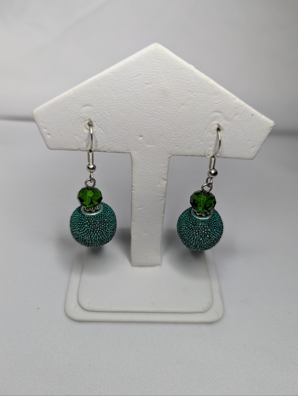 Green Beaded Drop Earrings